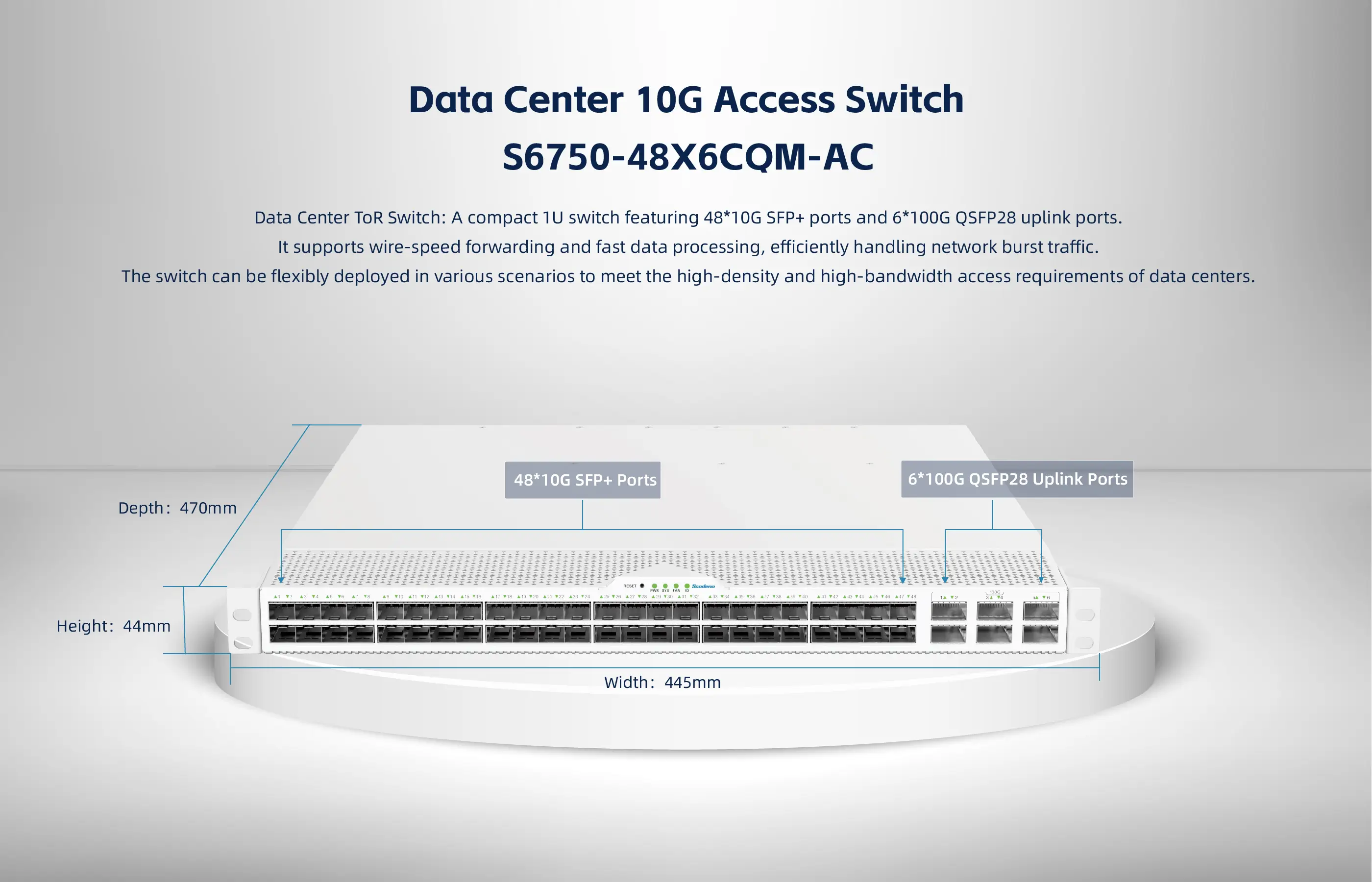 48-Port 10G SFP+ with 6-Port 100G QSFP28 Layer 3 Managed Data Center Aggregation Switch(Marvell)